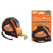 Рулетка 10 м х 25 мм, тройная фиксация, автостоп, обрезиненный корпус, магнит, «Алмаз» TDM