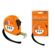 Рулетка, длина 3 м, стальная лента, ширина 16 мм, прорезиненное покрытие, магнит, «Рубин» TDM