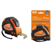 Рулетка 3 м х 16 мм, тройная фиксация, автостоп, обрезиненный корпус, магнит, «Алмаз» TDM