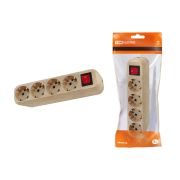 Колодка розеточная 4 гнезда 2П+3 с выключателем16А 250В «Эко» (сосна) TDM