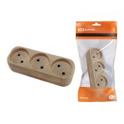 Колодка розеточная 3 гнезда 2П б/з 10А 250В «Эко» (сосна) TDM