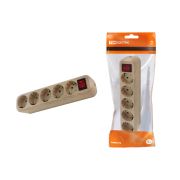 Колодка розеточная 5 гнезд 2П+3 с выключателем16А 250В «Эко» (сосна) TDM