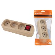 Колодка розеточная 3 гнезда 2П+3 с выключателем16А 250В «Эко» (сосна) TDM