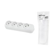 Колодка розеточная 4 гнезда 2П+3 16А 250В белая серии «Народная» К4-3100