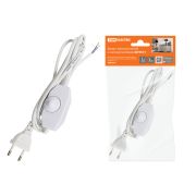 Шнур с плоской вилкой и светорегулятором ШУ05С1 (200Вт, RL) ШВВП 2х0,75мм2 2м. белый TDM