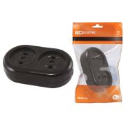 Розеточная колодка 2 гнезда 2П 16А 250B черная «Ретро» (карболит) TDM