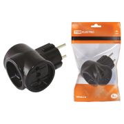 Тройник 3х2П 16А 250B ЕВРО черный «Ретро» (карболит) TDM