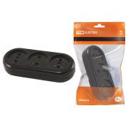 Розеточная колодка 3 гнезда 2П 16А 250B черная «Ретро» (карболит) TDM