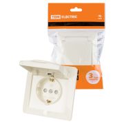 Розетка 2П+З с защ. шт. и крышкой 16А 250В IP44 сл. кость «Ильмень» TDM