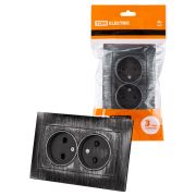 Розетка двойная 2П 10А 250В с защ. шт. старинное серебро «Лама» TDM