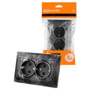 Розетка двойная 2П+З 16А 250В с защ. шт. старинное серебро «Лама» TDM