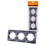 Рамка 3-х постовая горизонтальная старинное серебро «Лама» TDM