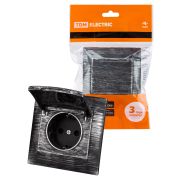 Розетка 2П+З 16А 250В IP44 с защ. шт. с крышкой старинное серебро «Лама» TDM