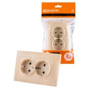 Розетка двойная 2П+З 16А 250В сосна «Лама» TDM