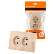 Розетка двойная 2П 10А 250В с защ. шт. сосна «Лама» TDM