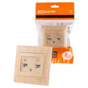Розетка телефонная RJ11 + компьютерная RJ45 сосна «Лама» TDM