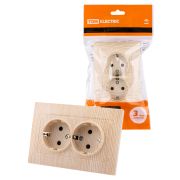 Розетка двойная 2П+З 16А 250В с защ. шт. сосна «Лама» TDM