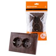 Розетка двойная 2П+З 16А 250В венге «Лама» TDM