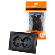 Розетка двойная 2П+З 16А 250В графит «Лама» TDM