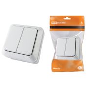 Выключатель 2-кл. открытой установки IP20 10А, белый «Ладога» TDM