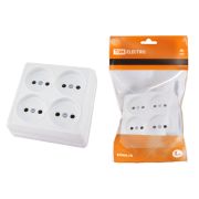 Розетка четырехместная 2П открытой установки IP20 10A белая «Ладога» TDM