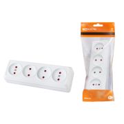 Розетка 4-х местная горизонтальная 2П открытой установки IP20 10A с з/ш белая «Ладога» TDM