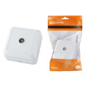 Розетка TВ простая (0-2400 Гц, «мама») открытой установки, IP20 белая «Ладога» TDM