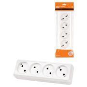 Розетка 4-х местная горизонтальная 2П открытой установки IP20 10A белая «Ладога» TDM