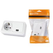 Блок комбинированный выключатель 1-кл. с подсветкой 10А + розетка 2П+З 16А 250В БКВР IP20 белый «Ладога» TDM