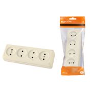 Розетка 4-х местная горизонтальная 2П открытой установки IP20 10A сл. кость «Ладога» TDM