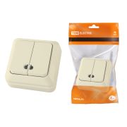 Выключатель 2-кл. открытой установки с подсветкой IP20 10А, сл. кость «Ладога» TDM