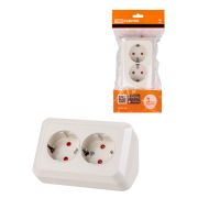 Розетка угловая двойная 2П+3 открытой установки с з/ш IP20 250В 16А сл. кость «Ладога» TDM