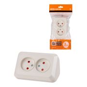 Розетка угловая двойная 2П открытой установки с з/ш IP20 250В 10А сл. кость «Ладога» TDM