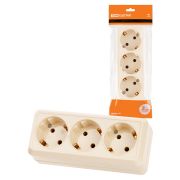 Розетка 3-х местная горизонтальная 2П+3 открытой установки IP20 16A сл. кость «Ладога» TDM