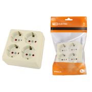 Розетка четырехместная 2П+3 открытой установки IP20 16A с защитными шторками сл.кость «Ладога» TDM