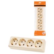 Розетка 4-х местная горизонтальная 2П+3 открытой установки IP20 16A сл. кость «Ладога» TDM