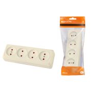 Розетка 4-х местная горизонтальная 2П открытой установки IP20 10A с з/ш сл. кость «Ладога» TDM