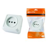 Розетка 2П открытой установки IP20 10А 250В (керамика) белая «Ладога» TDM