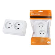 Розетка двойная 2П открытой установки IP20 10А 250В (керамика) белая «Ладога» TDM