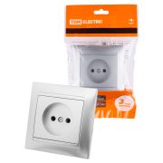 Розетка 2П 10А 250В серебр. металлик «Лама» TDM