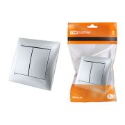 Выключатель 2-х кл. 10А серебр. металлик «Лама» TDM