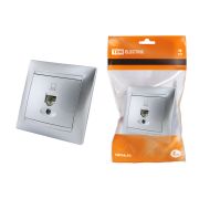 Розетка компьютерная RJ45  серебр. металлик «Лама» TDM