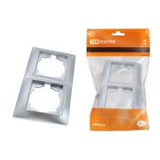 Рамка 2-х постовая вертикальная серебр. металлик «Лама» TDM