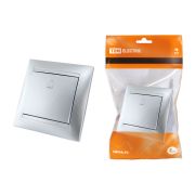 Кнопка звонковая 6А серебр. металлик «Лама» TDM