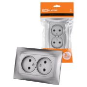 Розетка двойная 2П 10А 250В серебр. металлик «Лама» TDM