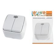 Выключатель 2-кл. открытой установки с подсветкой IP20 10А, белый «Дача» Народная