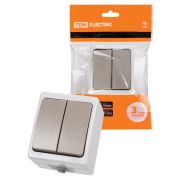 Выключатель 2-кл. открытой установки IP54 10А серый «Вуокса» TDM