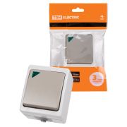 Выключатель 1-кл. с подсветкой открытой установки IP54 10А серый «Вуокса» TDM