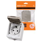 Розетка 2П+З открытой установки IP54 16А серая «Вуокса» TDM