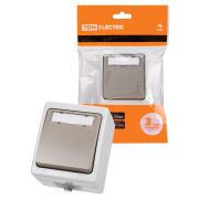 Кнопка звонковая с полем для надписи IP54 6A серая «Вуокса» TDM